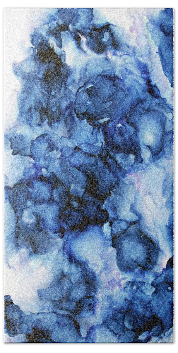 Blue Bath Towel featuring the painting Blue Tulip Bliss by Katrina Nixon