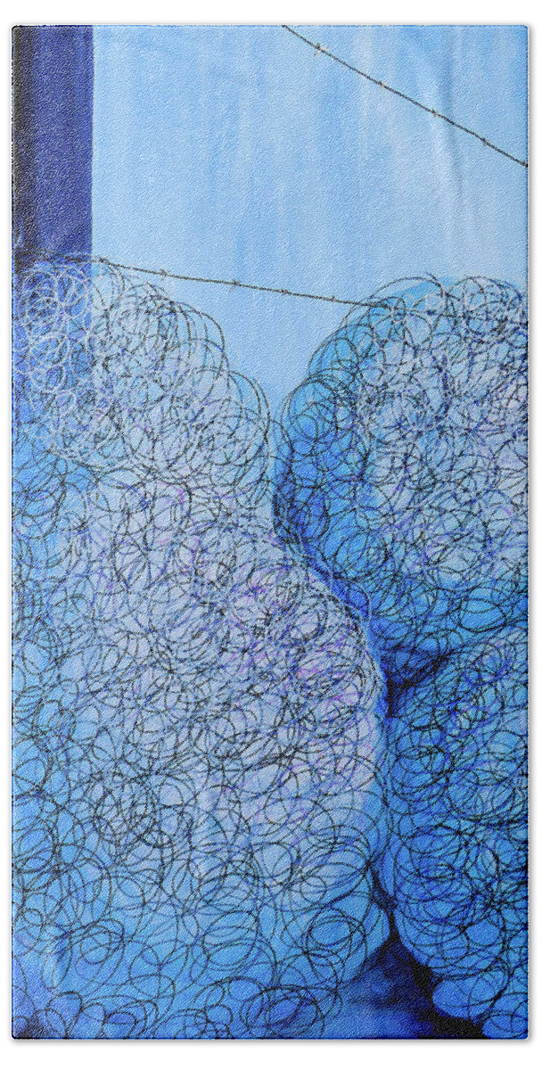 Tumbleweeds Hand Towel featuring the painting Blue Blue Tumbles by Ted Clifton