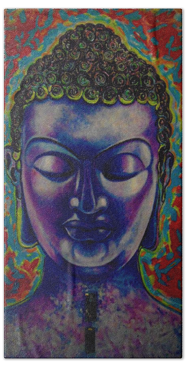 Budha Art Hand Towel featuring the painting Blue Budha by Emery Franklin