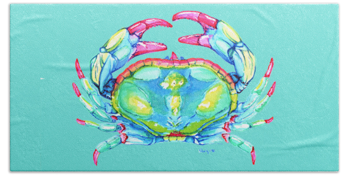 Crab Bath Towel featuring the painting Blue Crab by Shelly Tschupp