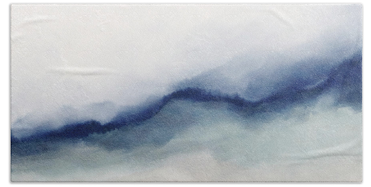 Landscape Bath Towel featuring the mixed media Blue Desert Landscape 2- Art by Linda Woods by Linda Woods