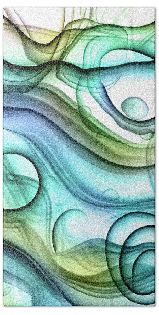 Blue Abstract Bath Towel featuring the digital art Blue Green Flow by Peggy Collins