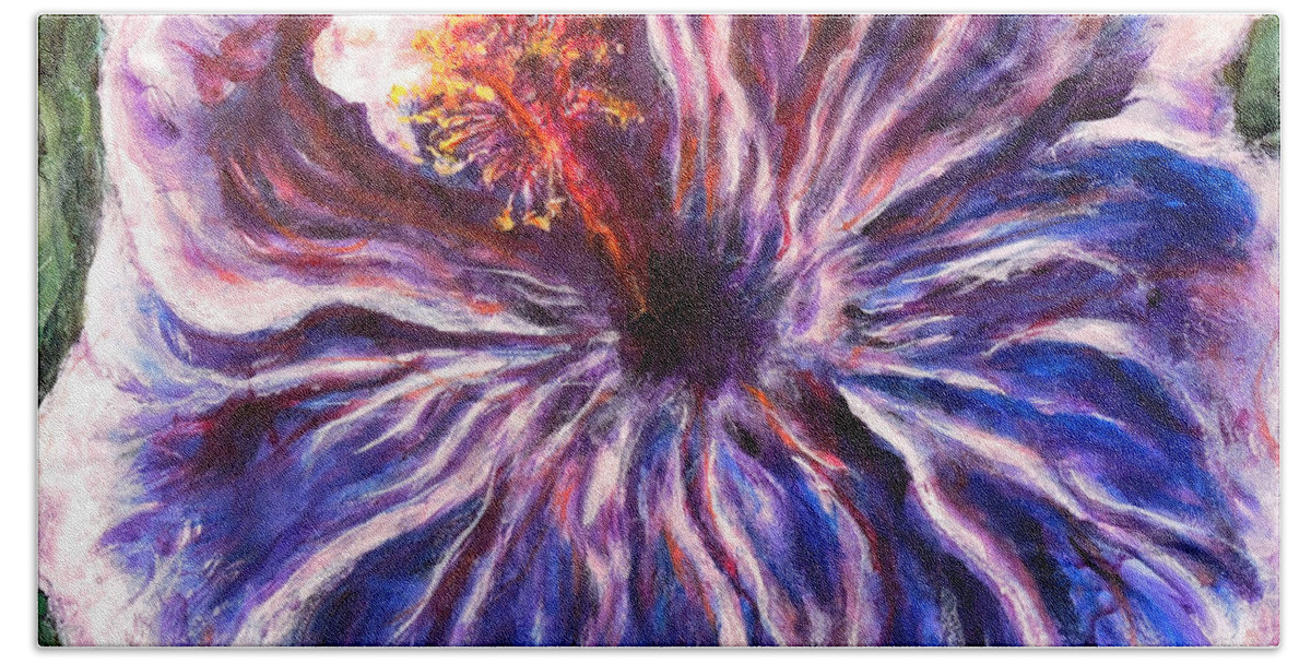 Hibiscus Bath Towel featuring the painting Blue Hibiscus by John Bohn