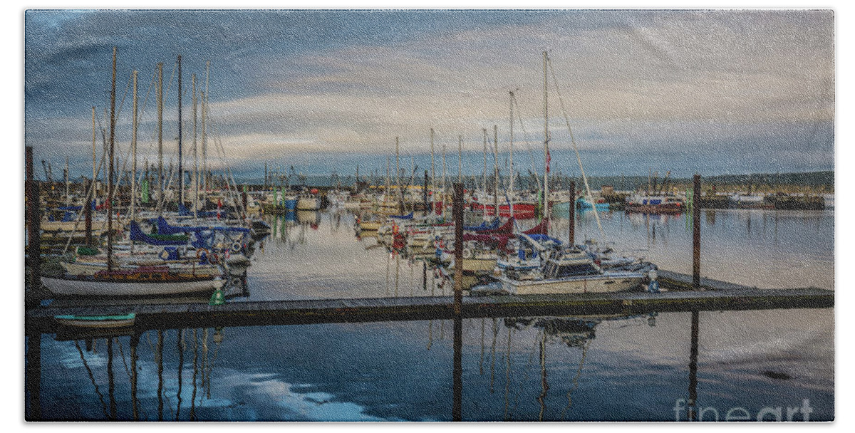 Boats Hand Towel featuring the photograph Blue Hour At Digby Harbor by Eva Lechner