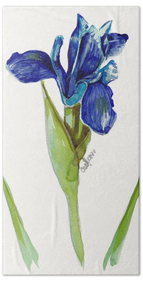 Iris Hand Towel featuring the painting Blue Me by George Cret