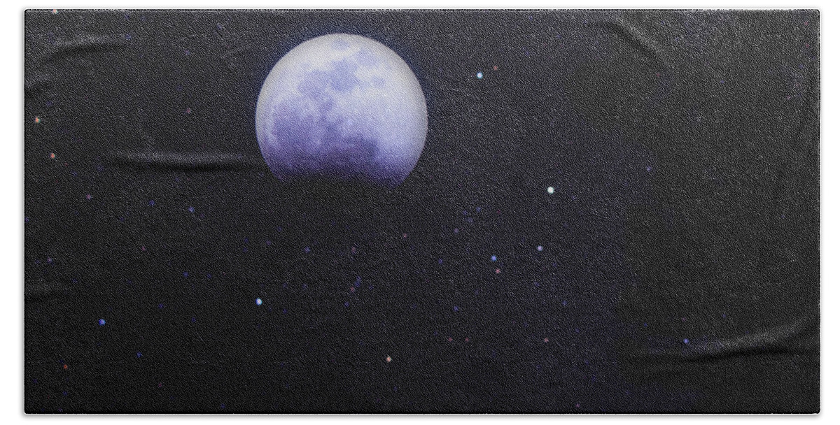 Full Moon Bath Towel featuring the digital art Blue Moon by Danette Steele