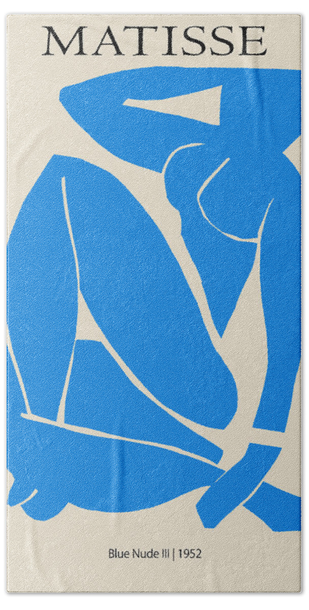 Henri Matisse Hand Towel featuring the painting Blue Nude III - 1952 by Henri Matisse