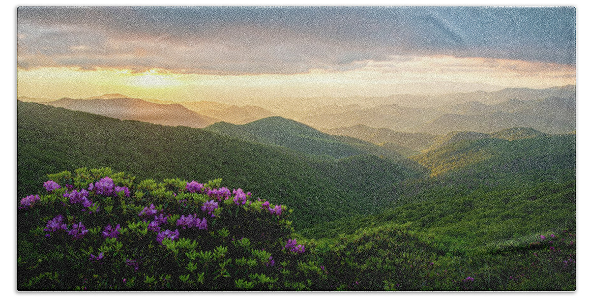 Spring Hand Towel featuring the photograph Blue Ridge Parkway Asheville North Carolina Craggy Golden Hour by Robert Stephens
