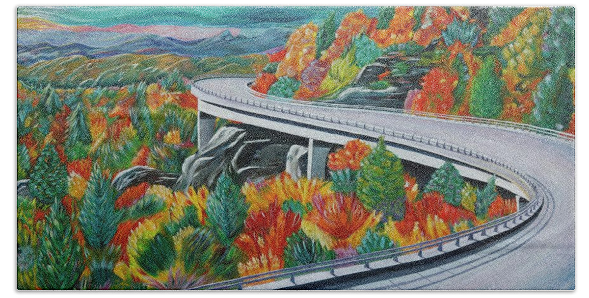 Best Selling Hand Towel featuring the painting Blue Ridge Parkway Viaduct by Dorsey Northrup