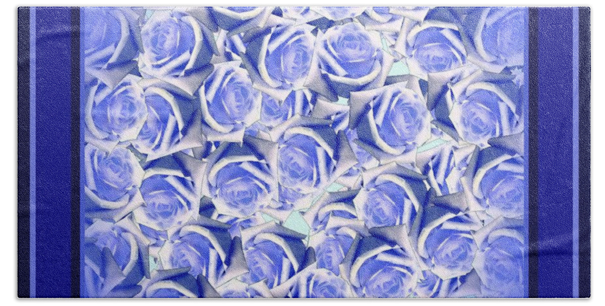 Blue Bath Towel featuring the digital art Blue Roses 2020 Trending Color by Delynn Addams