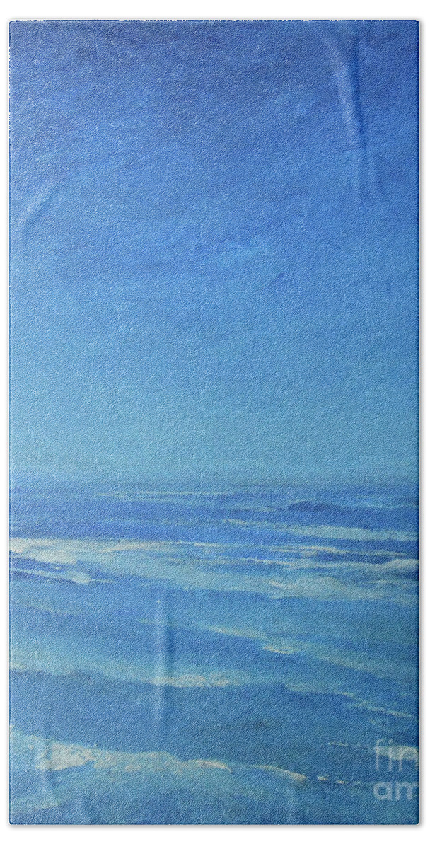 Blue Sea Blue Sky Bath Towel featuring the painting Blue Sea Blue Sky by Jane See