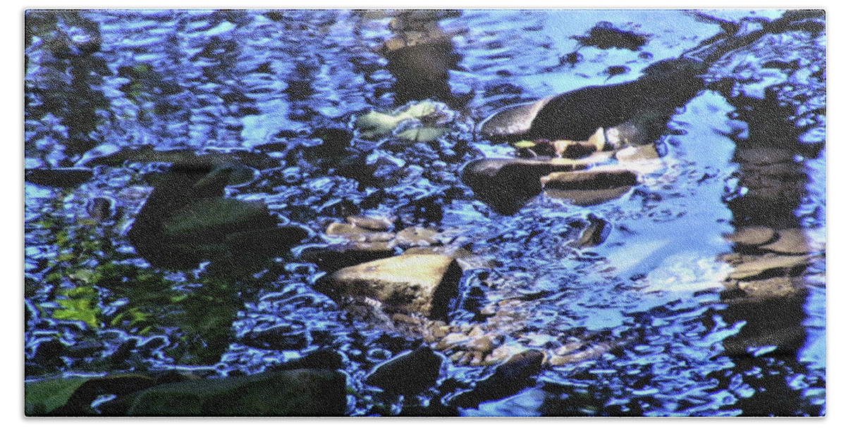 Stream Bath Towel featuring the photograph Blue Water in the Stream by Christopher Reed