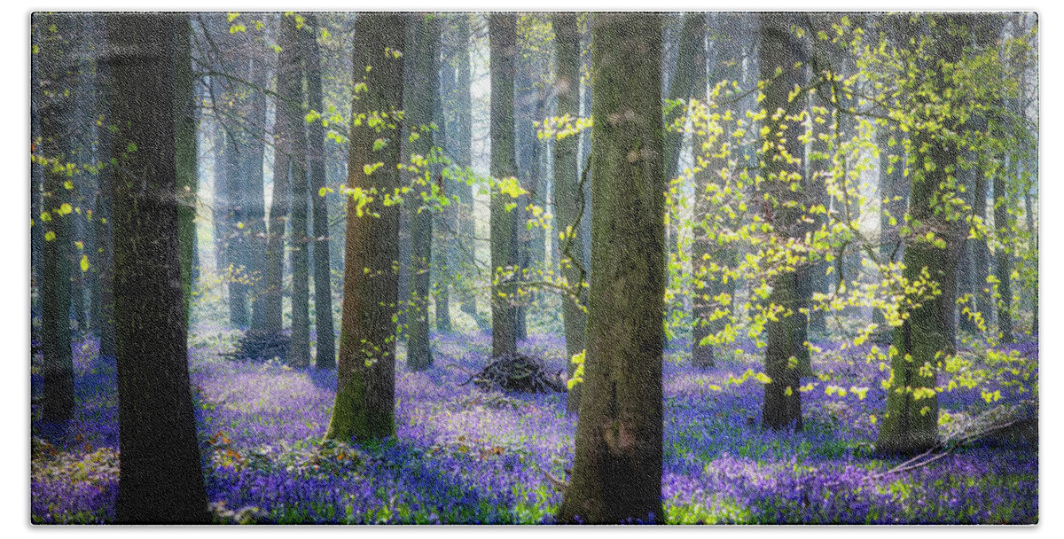 Lanscape Hand Towel featuring the photograph Bluebell wood 3 by Remigiusz MARCZAK