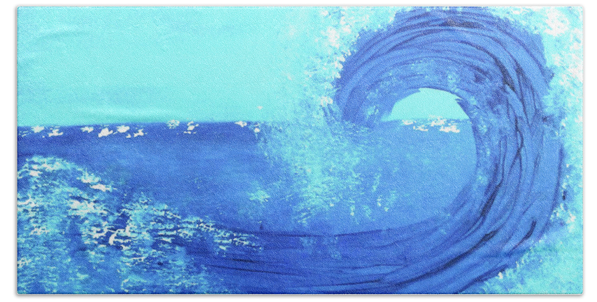 Blue Bath Towel featuring the painting BlueWave by Anna Adams
