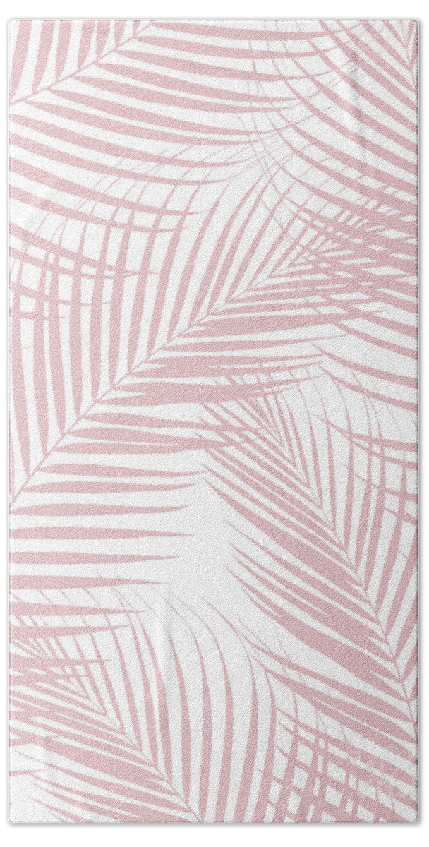 Color Hand Towel featuring the mixed media Blush Pink Palm Leaves Dream - Cali Summer Vibes #2 #tropical #decor #art by Anitas and Bellas Art