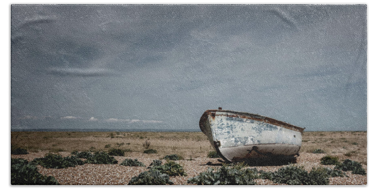 Dungeness Hand Towel featuring the photograph Boat On A Beach by Rick Deacon