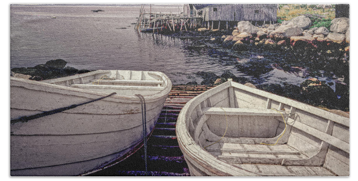 Nova Scotia Hand Towel featuring the photograph Boats near Peggys Cove by Gary Shepard