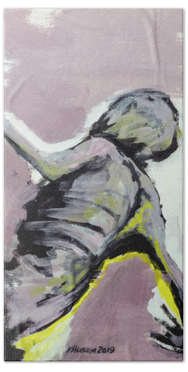 #artexhibition Hand Towel featuring the painting Body Study 67 by Veronica Huacuja