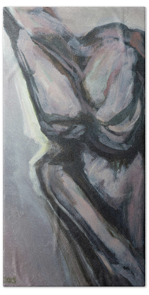 #acrylic Bath Towel featuring the painting Body Study 68 by Veronica Huacuja