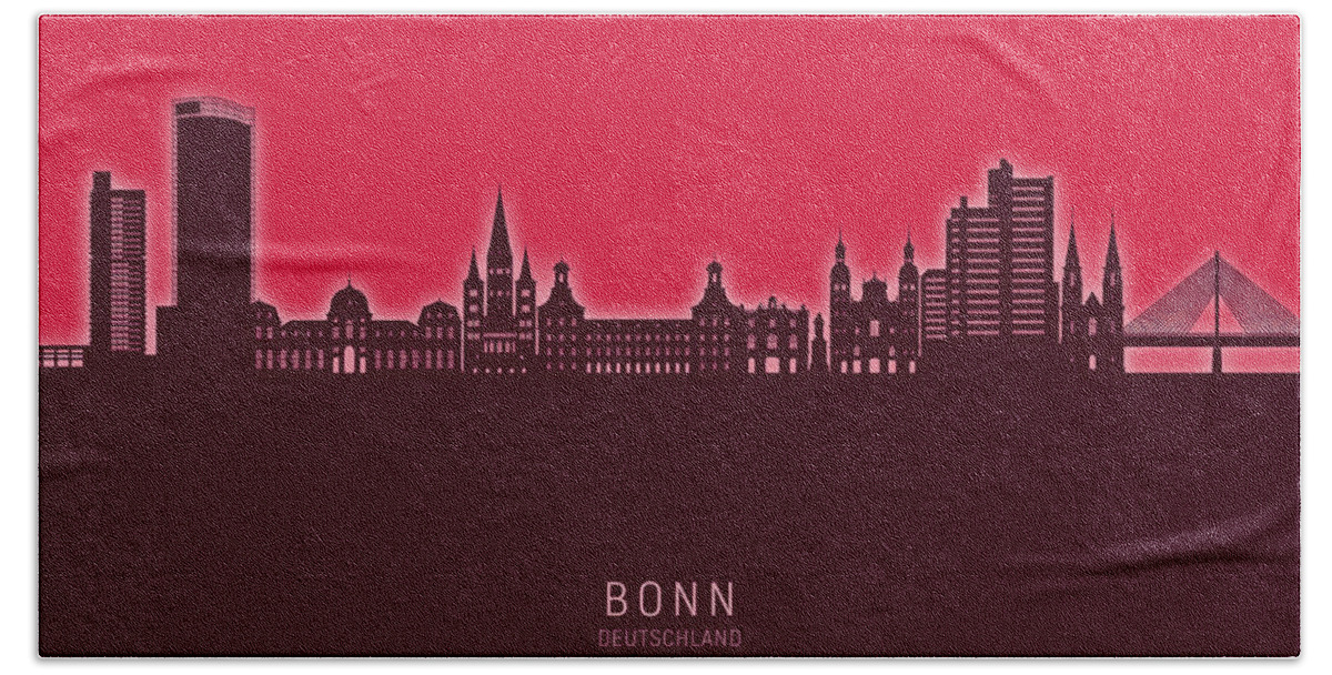 Bonn Bath Towel featuring the digital art Bonn Germany Skyline #47 by Michael Tompsett