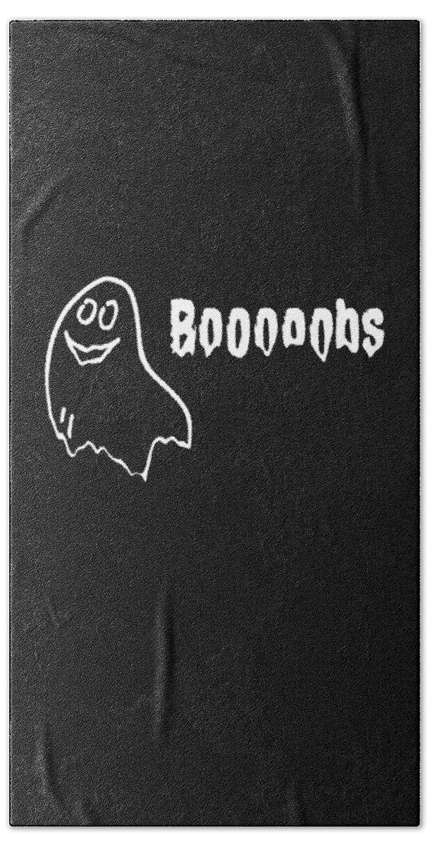 Cool Bath Towel featuring the digital art Booooobs Boo Halloween Ghost by Flippin Sweet Gear
