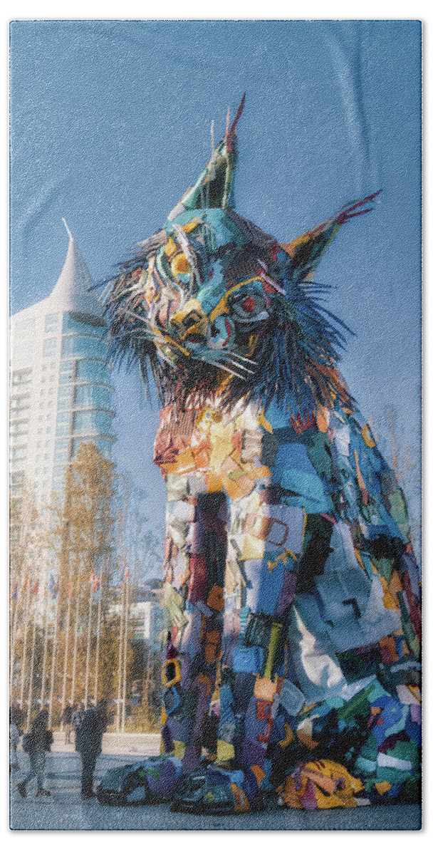 Plastic Bath Towel featuring the photograph Bordalo II Oriente's Cat by Micah Offman