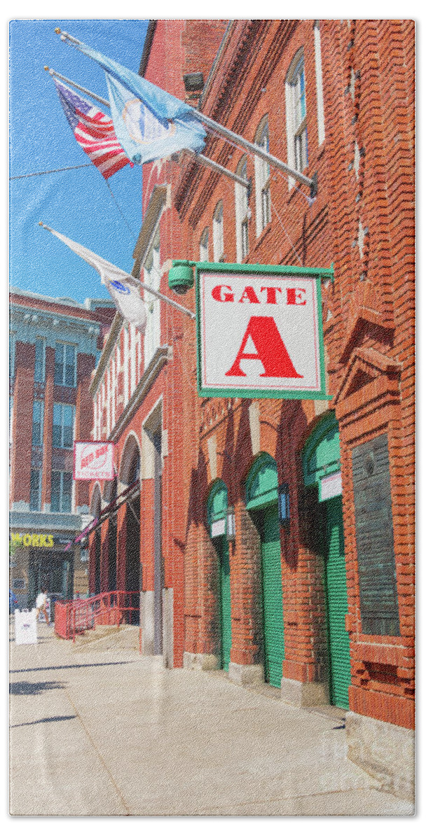 2014 Bath Towel featuring the photograph Boston Fenway Park Jersey Street Gate A Vertical Photo by Paul Velgos