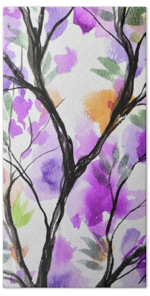Tree Art Bath Towel featuring the painting Botanical #4 by Amy Giacomelli