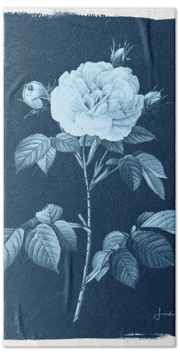 Digital Hand Towel featuring the digital art Botanical Cyanotype Series No. Four by Linda Lee Hall