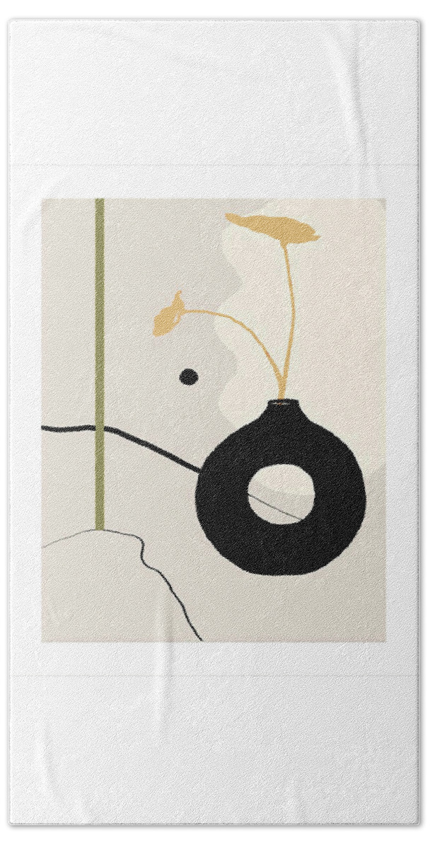 Botanical Flower Bath Towel featuring the painting Botanical Vase Sage by Jackie Medow-Jacobson