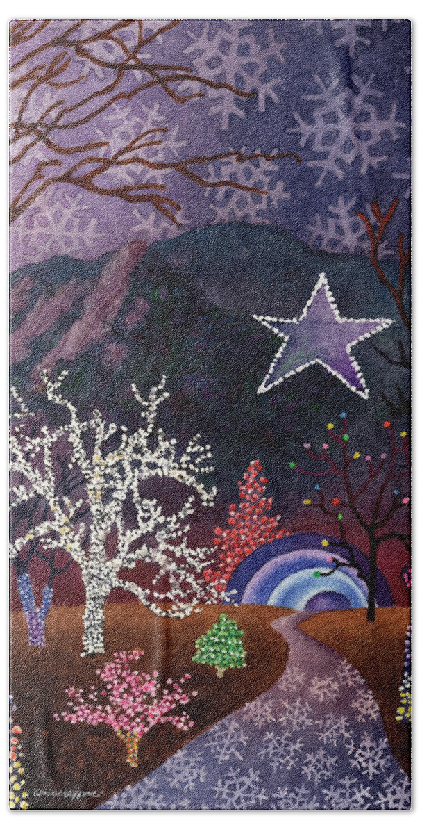 Boulder Colorado Star Art Painting Hand Towel featuring the painting Boulder Star art by Anne Gifford
