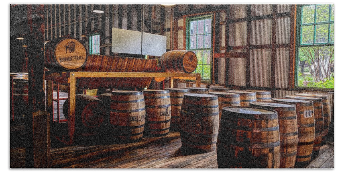 Bourbon Barrels Hand Towel featuring the photograph Bourbon Barrels by Mountain Dreams