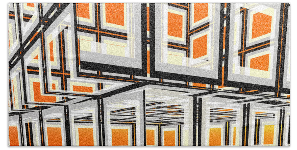 Gradient Bath Towel featuring the digital art Boxes of Orange by Phil Perkins