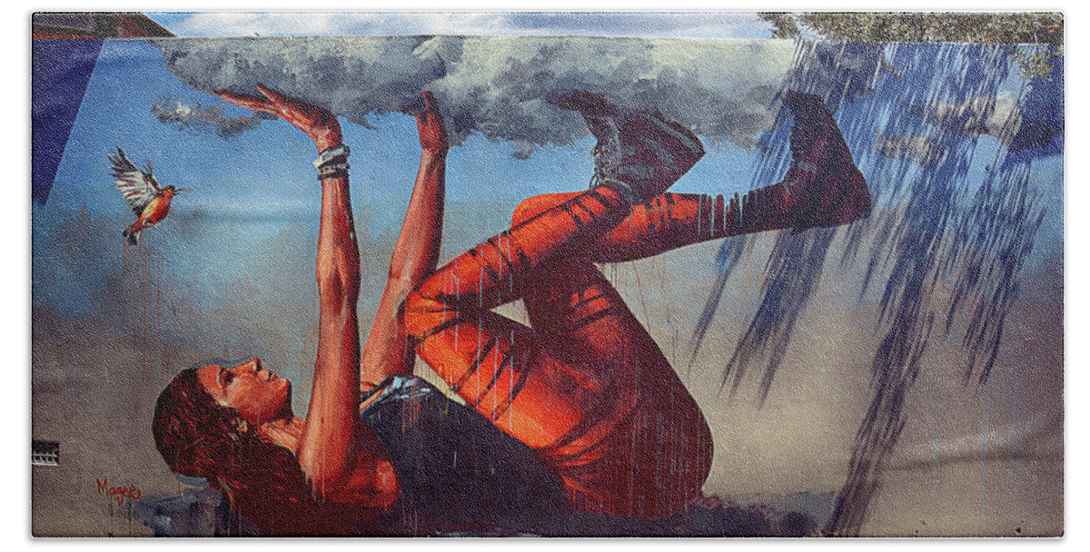 Mural Bath Towel featuring the photograph Bracing a Falling Sky by Andrei SKY