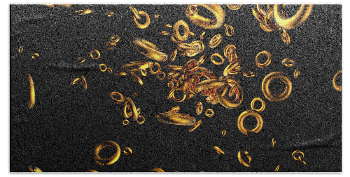 Surreal Bath Towel featuring the digital art Brass Rings by Phil Perkins
