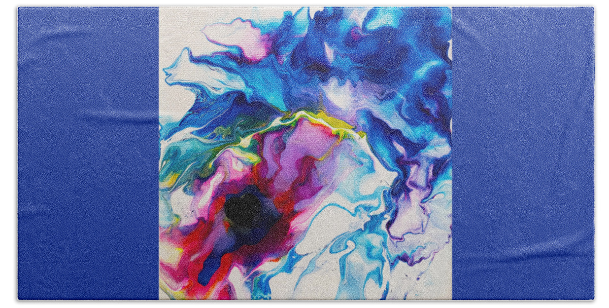 Abstract Hand Towel featuring the painting Breathe by Christine Bolden