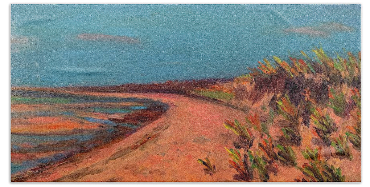 Brewster Cape Cod Beach Bay Dune Bath Towel featuring the painting Brewster, Ma by Beth Riso