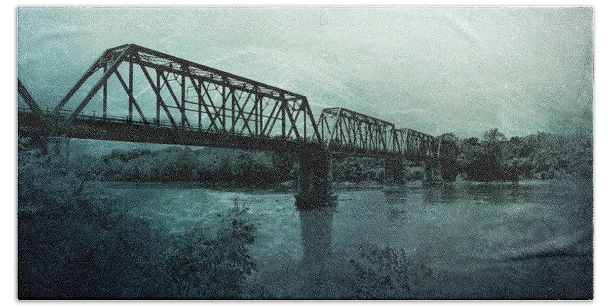 Historic Bath Towel featuring the photograph Bridge in Blue by Pam Rendall