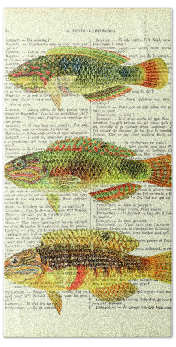 Tropical Fish Hand Towel featuring the photograph Bright colored fish chart art by Madame Memento
