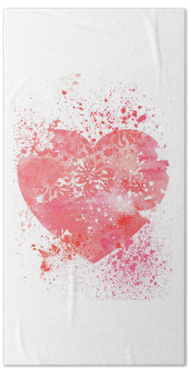 Heart Bath Towel featuring the mixed media Broken Heart by Moira Law