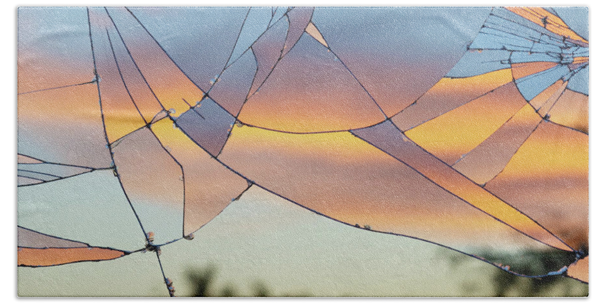 Broken Mirror Hand Towel featuring the photograph Broken Sunset by Steve Templeton