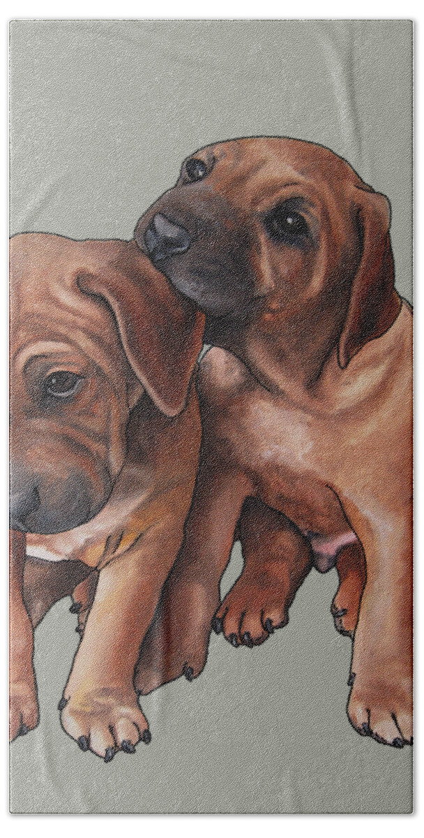 Noewi Hand Towel featuring the painting Brothers by Jindra Noewi