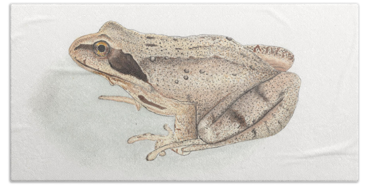 Brown Frog Bath Towel featuring the painting Brown Frog #2 by Bob Labno