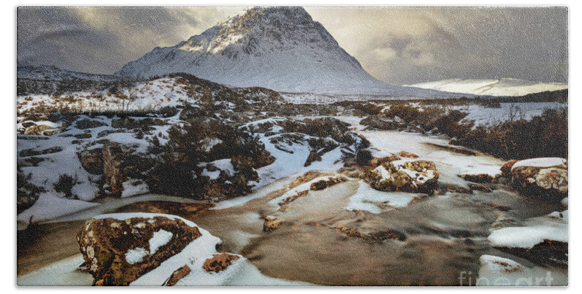 Buachaille Etive Mor Bath Towel featuring the photograph Buachaille Etive Mor storm, Scottish Highlands by Neale And Judith Clark