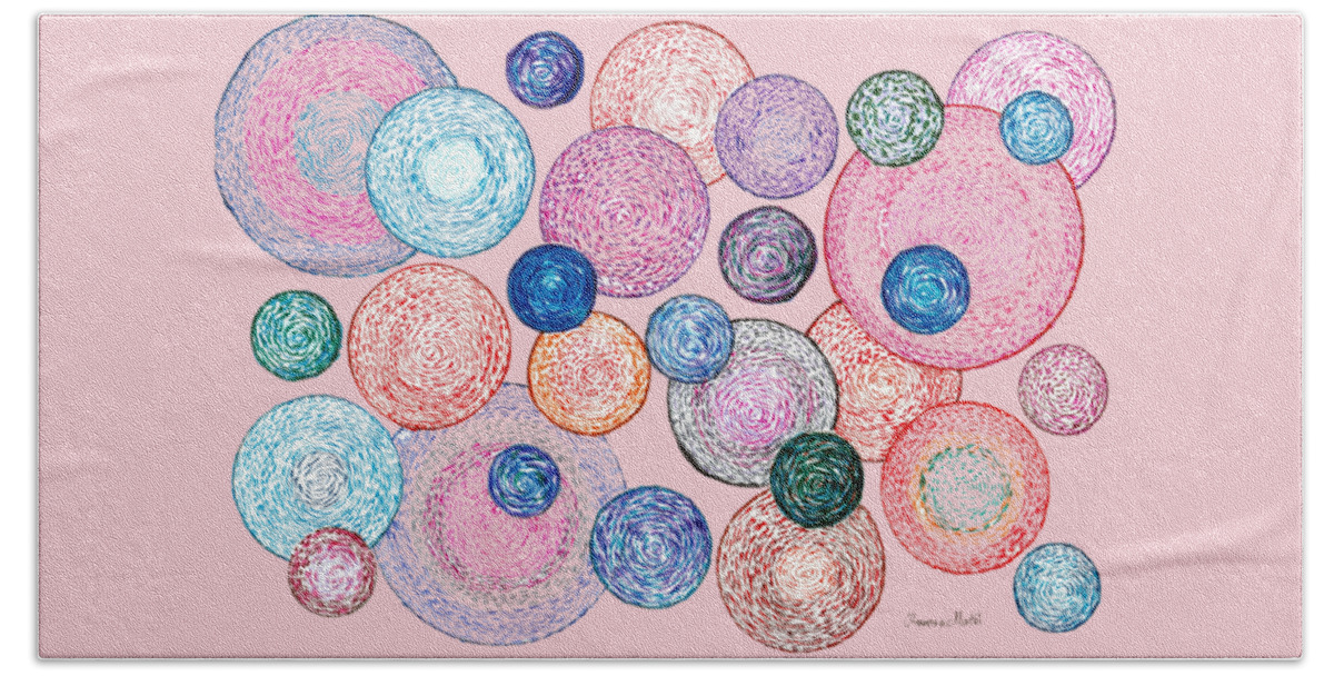 Bubbles Bath Towel featuring the painting Bubbles by Ramona Matei