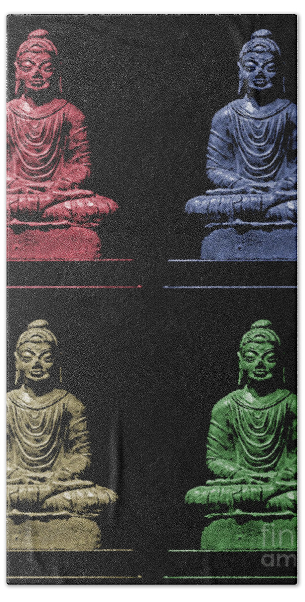 Buddha Bath Towel featuring the photograph Buddah Primary Colours by Marisol VB