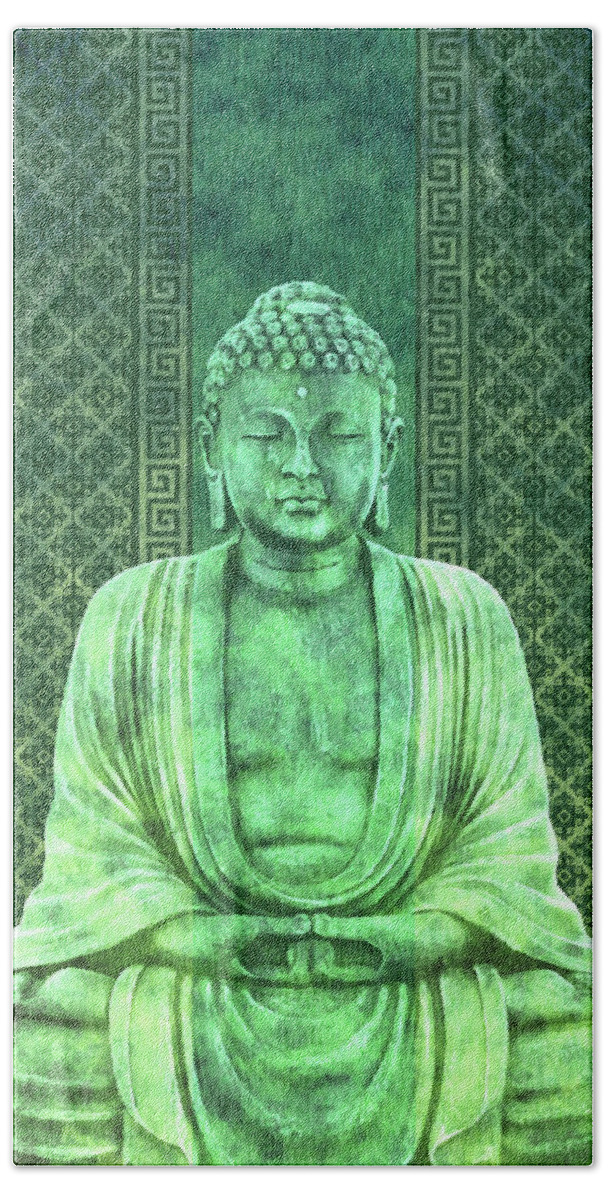 Buddha Bath Towel featuring the mixed media Dhyana - Buddha in Meditation 01 by Studio Grafiikka