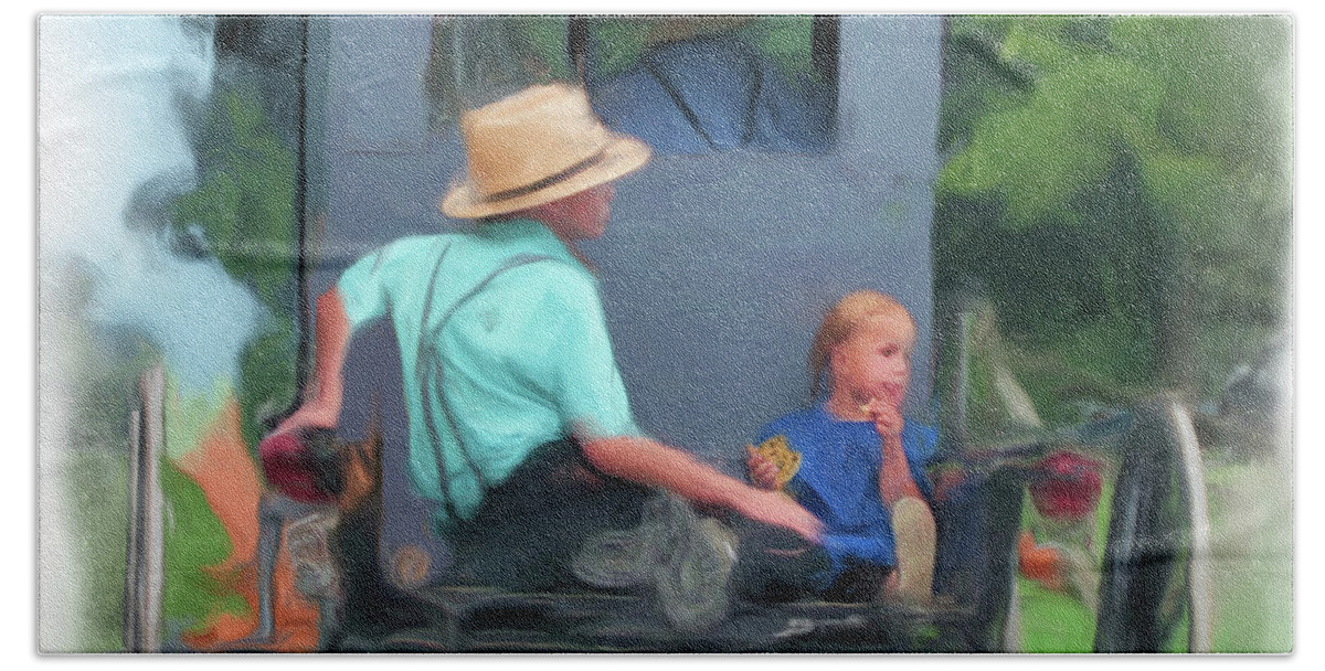 Amish Hand Towel featuring the painting Buggy Travel by Joel Smith