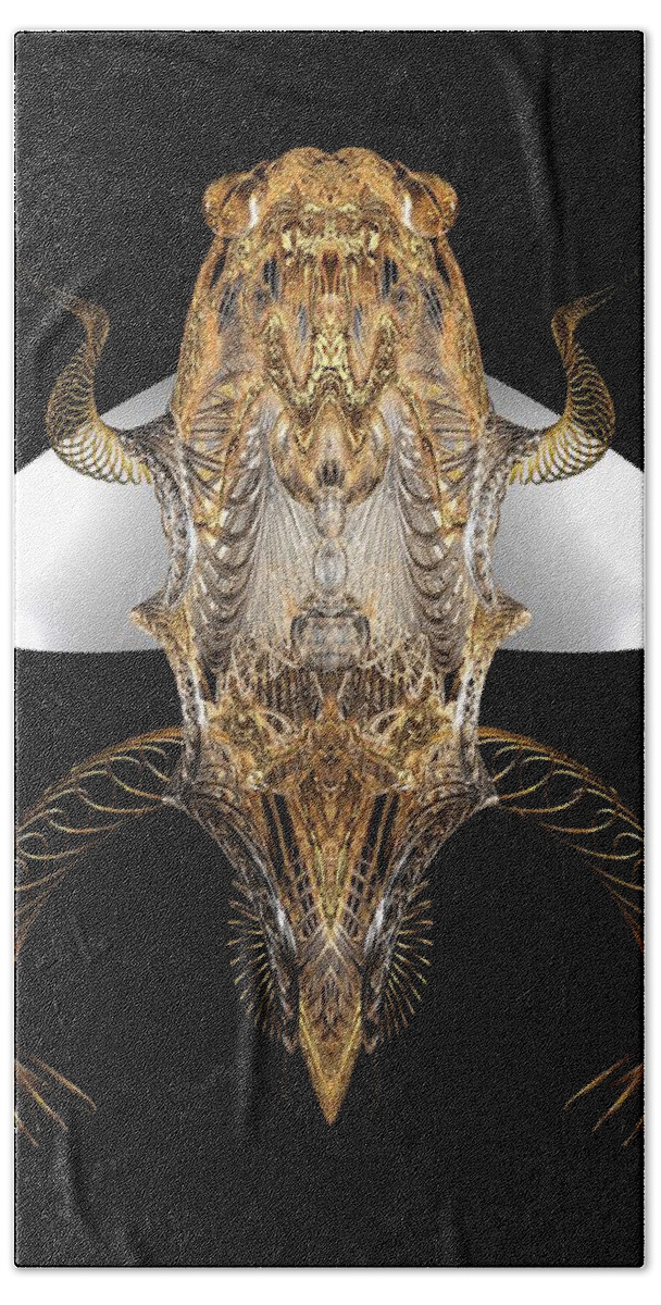 Abstract Hand Towel featuring the digital art Bugs Nouveau IV by Tom McDanel