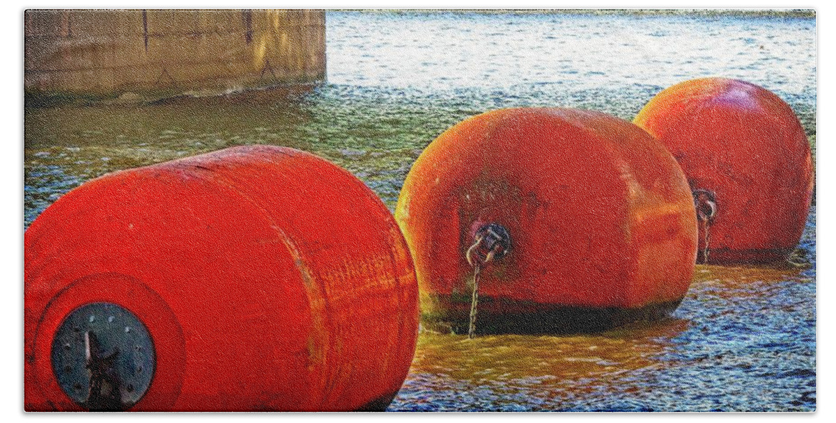 Floating Bath Towel featuring the photograph Buoys Ahoy by David Desautel